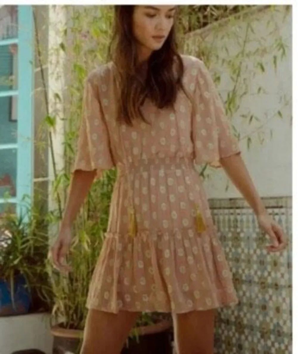 Raga Kenna Metallic Dot Mini Dress in Pink Small